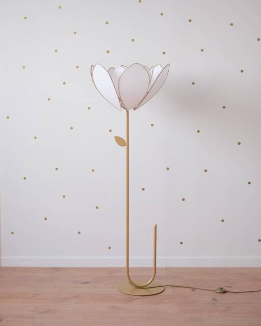 Floor Lamp & Lampshade Double Flower - Ecru - image 1
