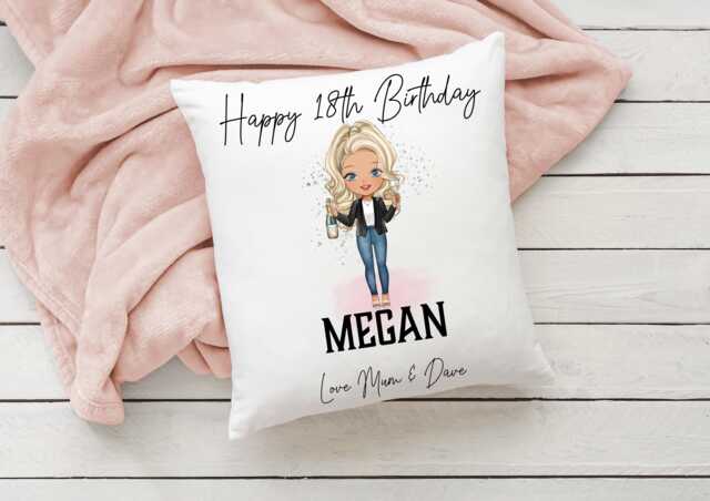 Personalised Adult Character Birthday Cushion, Any Age, Your Choice Of Personalisation - Over 18S - image 1