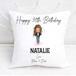 Personalised Adult Character Birthday Cushion, Any Age, Your Choice Of Personalisation - Over 18S - thumbnail 3