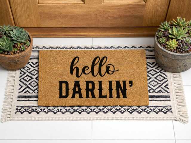 Hello Darlin' Doormat - Custom Southern Welcome Rug Funny Western Home - image 1