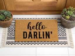 Hello Darlin' Doormat - Custom Southern Welcome Rug Funny Western Home - thumbnail 1