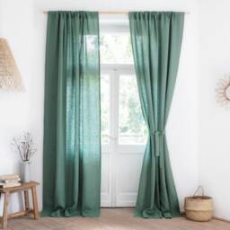 Eucalyptus Green Linen Curtain Tie Back, Heavy - thumbnail 3