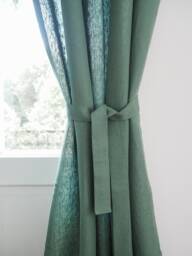 Eucalyptus Green Linen Curtain Tie Back, Heavy - thumbnail 1