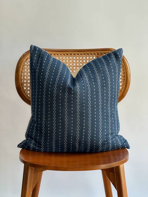 Indigo Pillow Cover Vintage Hmong Batik, Bohemian Farmhouse Decor - image 1