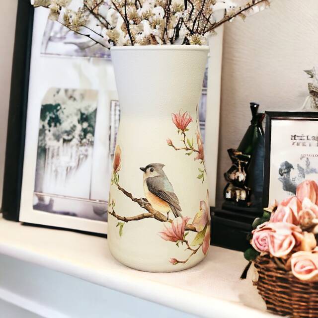 Bird & Flowers Vase, Vintage Style Gifts, Flower Pretty Vase - image 1