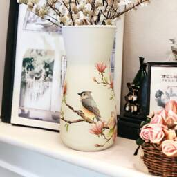 Bird & Flowers Vase, Vintage Style Gifts, Flower Pretty Vase - thumbnail 1