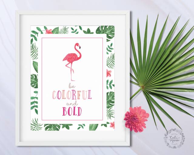 Flamingo Nursery Print Tropical Wall Art, Girls Room Decor - image 1