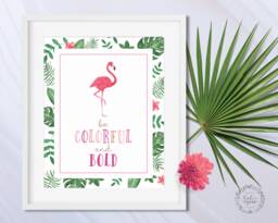 Flamingo Nursery Print Tropical Wall Art, Girls Room Decor - thumbnail 1