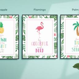 Flamingo Nursery Print Tropical Wall Art, Girls Room Decor - thumbnail 3