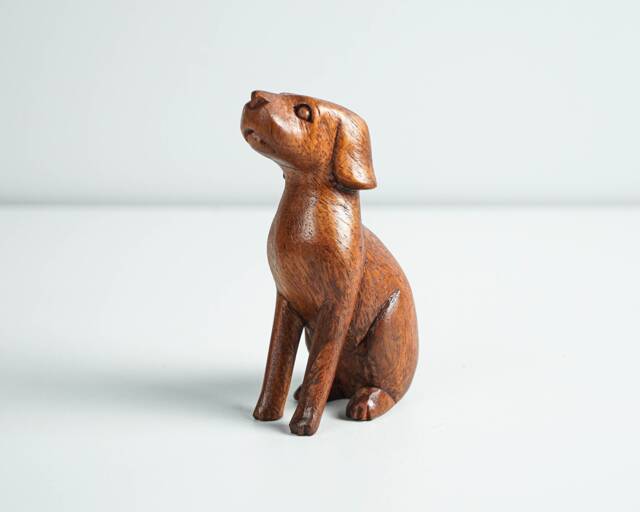 Wooden Dog Figurine, Animal Statue, Home Decor, Artwork, Ornament, Natural Piece, Decoration, Handmade Sculpture, Gift For Friend - image 1