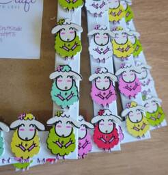 Colourful Wooden Sheep Button Photo Frame 4 X 6 Inches - thumbnail 1