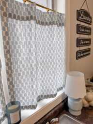 Lacefield Checkmate Print Modern Style Cafe Curtain , Block Pattern Curtain, Kitchen Bathroom Valances Window Treatement - thumbnail 1