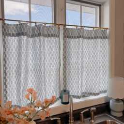 Lacefield Checkmate Print Modern Style Cafe Curtain , Block Pattern Curtain, Kitchen Bathroom Valances Window Treatement - thumbnail 2
