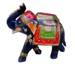 Hand Carved Wood Elephant Statue Vastu Home & Temple Decor - thumbnail 1