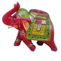 Hand Carved Wood Elephant Statue Vastu Home & Temple Decor - thumbnail 2