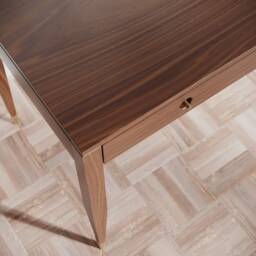 Mid Century Modern Walnut Desk With Drawers & Shelf - thumbnail 3