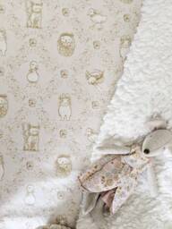 Animal Woodland Crib Sheet - Changing Pad Cover Neutral Toile Bedding Bunny Ducks - thumbnail 1