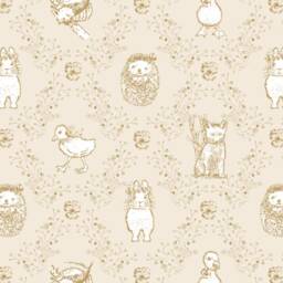 Animal Woodland Crib Sheet - Changing Pad Cover Neutral Toile Bedding Bunny Ducks - thumbnail 2