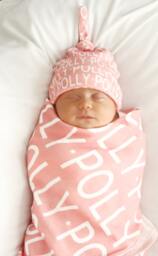 Name Blanket, Personalized Baby Gift, Swaddle & Hat, Organic Newborn Soft Custom Essentials