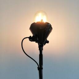 Lacquered Black Vintage Tripod Industrial/ Factory Floor Lamp - thumbnail 3