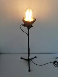 Lacquered Black Vintage Tripod Industrial/ Factory Floor Lamp