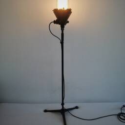Lacquered Black Vintage Tripod Industrial/ Factory Floor Lamp - thumbnail 2