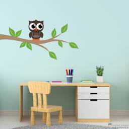 Owl On Branch Wall Decal Kids Room Vinyl Decor