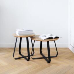 Side Table - Shunan Puikdesign Table Furniture Interior Wood Steel Coffee Nightstand Living Room - thumbnail 2