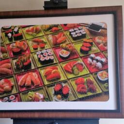 Framed Sushi Puzzle Wall Art Pecan Walnut Frame, Uv Glass - 30.5x23 - thumbnail 3