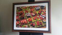 Framed Sushi Puzzle Wall Art Pecan Walnut Frame, Uv Glass - 30.5x23