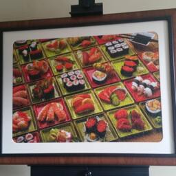 Framed Sushi Puzzle Wall Art Pecan Walnut Frame, Uv Glass - 30.5x23 - thumbnail 2