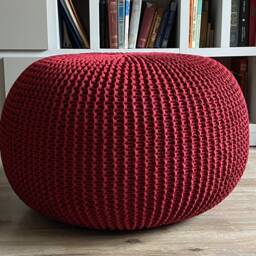 Knitted Large Bordeaux Pouf, Chunky Ottoman, Stuffed Lounge Chair, Nursery Crochet Large Size & Color Choice - thumbnail 4
