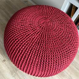 Knitted Large Bordeaux Pouf, Chunky Ottoman, Stuffed Lounge Chair, Nursery Crochet Large Size & Color Choice - thumbnail 2