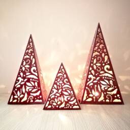 Red Pyramid Candle Lantern Geometric Christmas Table Decor