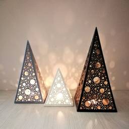 Red Pyramid Candle Lantern Geometric Christmas Table Decor - thumbnail 4