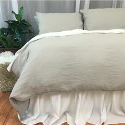 stone Grey Duvet Cover With Duck Egg Blue Piping, Available in Twin, Full, Queen, King, Calif. King Or Custom Size - thumbnail 4