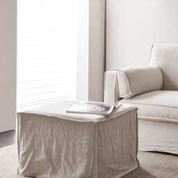 Custom Made Footstool Footrest Cover, Linen Ottoman Slipcover, Pouf Cover With No Bottom - thumbnail 3