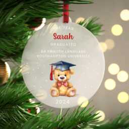 Graduation Christmas Tree Ornament - Frosted Acrylic Bauble Keepsake Decorations With Red Bag - thumbnail 3