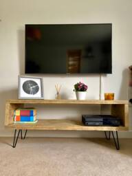Reclaimed Scaffold Board Tv Unit With Hairpin Legs
