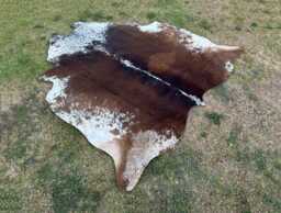 Exotic Cowhide Rug Brown & White-Genuine Skin Rugs-Hair On For Home Decor-Luxury Floor Area Rugs-Brazilian - thumbnail 1