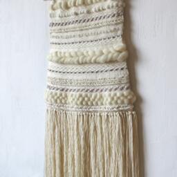 Woven Wall Hanging - Boho Style Hand Woven Tapestry Textile Art Home Decor - thumbnail 4