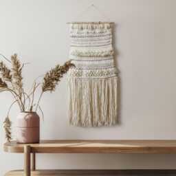 Woven Wall Hanging - Boho Style Hand Woven Tapestry Textile Art Home Decor - thumbnail 2