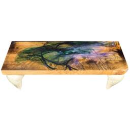 Wood Coffee Table, Resin Furniture, Oak Art African End Spiritual Table - thumbnail 4