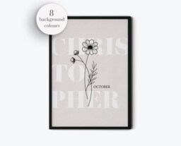 Personalised Birth Month Flower Print, Birthday Gift For Best Friend/ Girlfriend/ Wife/ Mum/Nana, Custom Prints Wall Art - thumbnail 1