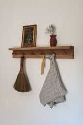 Shaker Peg Shelf Made From Solid Oak - Rail Coat Hook Kitchen Handcrafted Folkhaus - thumbnail 1