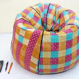 Handmade Floral Kantha Quilt Bean Bag Chair Bohemian Ottoman Pouf - thumbnail 3