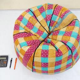 Handmade Floral Kantha Quilt Bean Bag Chair Bohemian Ottoman Pouf - thumbnail 2
