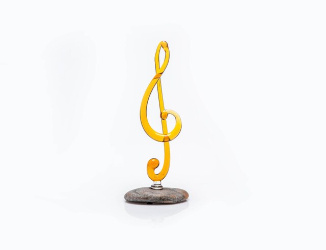 Gold Yellow Glass Treble Clef Statue/Music School Graduation Gift - image 1