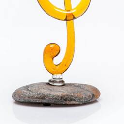 Gold Yellow Glass Treble Clef Statue/Music School Graduation Gift - thumbnail 3