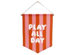 Play All Day Fabric Banner, Rose Rust Striped, Kids Room Decor